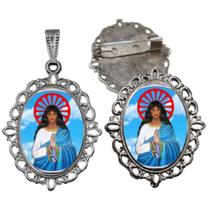 Broche com Relicario Cor Prata Santa Sara Kali Terno Noivo lapela Qualidade Resinado Alto Padrão Casamentos