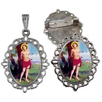 Broche com Relicario Cor Prata São Sebastião Terno Noivo lapela Qualidade Resinado Alto Padrão Casamentos Broche com Relicario Cor Prata São Sebastião Terno Noivo lapela Qualidade Resinado Alto Padrão Casamentos
