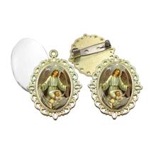 Broche com Relicario Dourado Anjo da Guarda Terno Noivo lapela Qualidade Resinado Alto Padrão Casamentos
