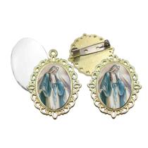 Broche com Relicario Dourado Maria Passa na Frente Terno Noivo lapela Qualidade Resinado Alto Padrão Casamentos
