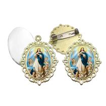 Broche com Relicario Dourado Nossa Senhora da Conceição Terno Noivo lapela Qualidade Resinado Alto Padrão Casamentos