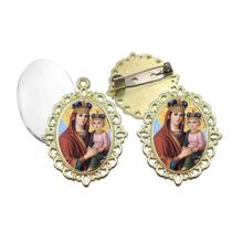 Broche com Relicario Dourado Nossa Senhora da Saude Terno Noivo lapela Qualidade Resinado Alto Padrão Casamentos