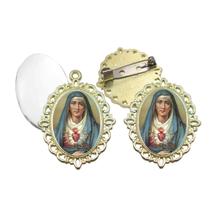 Broche com Relicario Dourado Nossa senhora das Dores Terno Noivo lapela Qualidade Resinado Alto Padrão Casamentos
