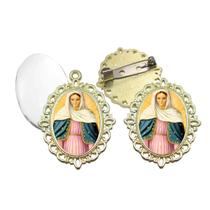 Broche com Relicario Dourado Nossa Senhora das Lagrimas Terno Noivo lapela Qualidade Resinado Alto Padrão Casamentos