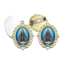 Broche com Relicario Dourado Nossa Senhorada Aparecida Terno Noivo lapela Qualidade Resinado Alto Padrão Casamentos