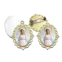 Broche com Relicario Dourado Rainha da Paz Terno Noivo lapela Qualidade Resinado Alto Padrão Casamentos
