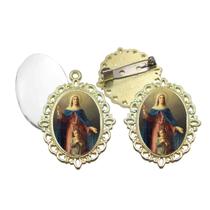 Broche com Relicario Dourado Santa Ana Terno Noivo lapela Qualidade Resinado Alto Padrão Casamentos