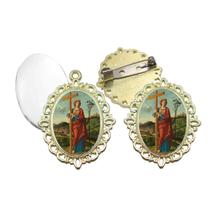 Broche com Relicario Dourado Santa Helena Terno Noivo lapela Qualidade Resinado Alto Padrão Casamentos