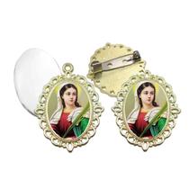Broche com Relicario Dourado Santa Luzia Terno Noivo lapela Qualidade Resinado Alto Padrão Casamentos