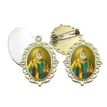 Broche com Relicario Dourado São Pedro Terno Noivo lapela Qualidade Resinado Alto Padrão Casamentos Broche com Relicario Dourado São Pedro Terno Noivo lapela Qualidade Resinado Alto Padrão Casamentos