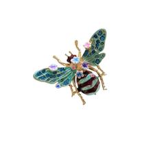 Broche de Abelha Azul com Flores Broche de Abelha Azul com Flores