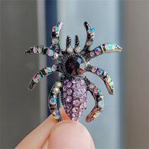 Broche de Aranha Retrô com Pedra Olho de Gato - Multicolorido - Para Homens e Mulheres Broche de Aranha Retrô com Pedra Olho de Gato - Multicolorido - Para Homens e Mulheres