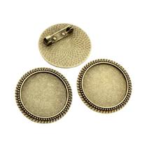 Broche de Bronze Banhado a Prata - Estilo Folhas - 5 Peças com Base para Cabochão