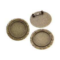 Broche de Bronze Banhado a Prata - Estilo Folhas - 5 Peças com Base para Cabochão