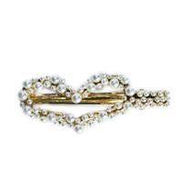 Broche de Cabelo Coração Vazado Pérolas