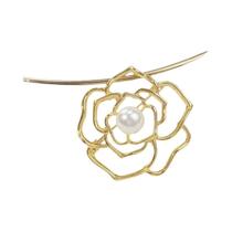 Broche de Camélia e Pérola - Acessório de Luxo para Roupas Femininas