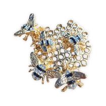 Broche de Colmeia com Abelhas Dourado - Dourado - Metal