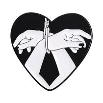 Broche De Coração Branco E Preto Esmaltado, Design Retrô Punk, Em Liga, Para Mochila E Lapela, Joia