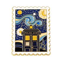 Broche De Esmalte Caixa Policial Noite Estrelada, Tema Máquina Do Tempo Sci-Fi, Distintivo De