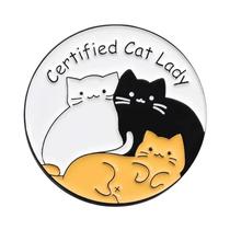 Broche De Esmalte Cat Lady, Pin De Lapela De Metal Personalizado Com Desenho De Gato Meow Catitud,