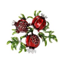Broche De Esmalte Com Ramo De Romã E Strass Unissex Feminino, Alfinetes De Frutas, Acessórios De