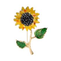 Broche De Esmalte Com Strass Em Forma De Girassol Para Mulheres E Unissex, Pins Botânicos Para Broche De Esmalte Com Strass Em Forma De Girassol Para Mulheres E Unissex, Pins Botânicos Para