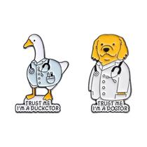 Broche De Esmalte De Desenho Animado De Pato Cientista Químico, Médico Veterinário, Acessório De