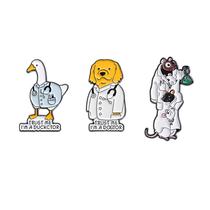 Broche De Esmalte De Desenho Animado De Pato Cientista Químico, Médico Veterinário, Acessório De