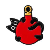 Broche De Esmalte De Natal Com Gato Preto Engraçado E Fofo, Presente De Joia Para Crianças E Amigos Broche De Esmalte De Natal Com Gato Preto Engraçado E Fofo, Presente De Joia Para Crianças E Amigos