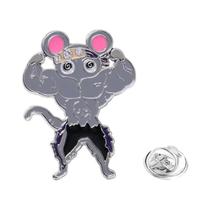 Broche De Esmalte Engraçado De Rato Em Desenho Animado Para Homens, Criativo, Fitness, Musculação,