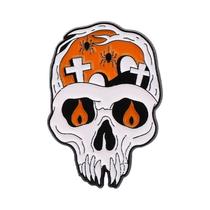 Broche De Esmalte Gótico De Halloween Com Caveira, Aranha, Esqueleto E Coração Para Mochila, Estilo