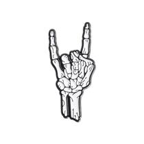 Broche De Esmalte Mão De Esqueleto Punk Rock, Emblema De Metal Criativo Com Gesto De Amor Para