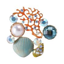 Broche De Estrela-do-mar Esmaltado Unissex Feminino Com Pérola E Concha, Acessório De Joalheria Para Broche De Estrela-do-mar Esmaltado Unissex Feminino Com Pérola E Concha, Acessório De Joalheria Para