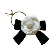 Broche De Flor Camélia De Veludo Com Laço, Estilo Colegial Feminino, Alfinetes Para Colarinho De