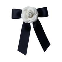 Broche De Flor Camélia De Veludo Com Laço, Estilo Colegial Feminino, Alfinetes Para Colarinho De