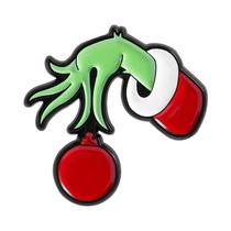 Broche De Lapela Esmaltado De Personagens Animados: Mão De Coração Monstro Verde Feliz Natal - Joia