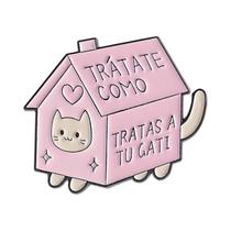 Broche De Metal Esmaltado Com Citação Espanhola E Gato Com Óculos De Sol, Joia Para Presente
