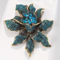 Broche de Orquídea com Strass - Joia Vintage Luxuosa para Vestidos e Festas