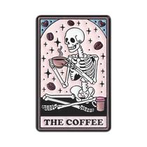 Broche De Pata De Gato Esqueleto Com Fases Da Lua, Impressão UV, Carta De Tarô Café, Joia Punk,