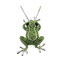 Broche de Sapo de Cristal Verde Luxuoso - Acessório para Casaco Feminino