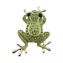 Broche de Sapo de Cristal Verde Luxuoso - Acessório para Casaco Feminino