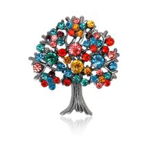 Broche de strass colorido Tree of Life Alloy 4,2 x 4,7 cm Broche de strass colorido Tree of Life Alloy 4,2 x 4,7 cm