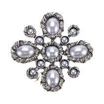 Broche de Strass e Pérolas Barrocas Luxuoso para Vestido de Festa e Casamento