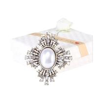 Broche de Strass e Pérolas Barrocas Luxuoso para Vestido de Festa e Casamento