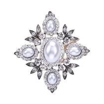 Broche de Strass e Pérolas Barrocas Luxuoso para Vestido de Festa e Casamento