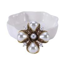 Broche de Strass e Pérolas Barrocas Luxuoso para Vestido de Festa e Casamento