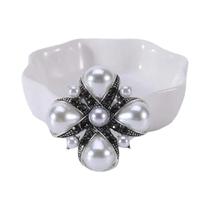 Broche de Strass e Pérolas Barrocas Luxuoso para Vestido de Festa e Casamento