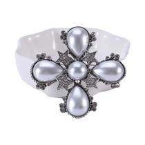 Broche de Strass e Pérolas Barrocas Luxuoso para Vestido de Festa e Casamento