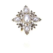 Broche de Strass e Pérolas Barrocas Luxuoso para Vestido de Festa e Casamento