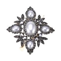 Broche de Strass e Pérolas Barrocas Luxuoso para Vestido de Festa e Casamento